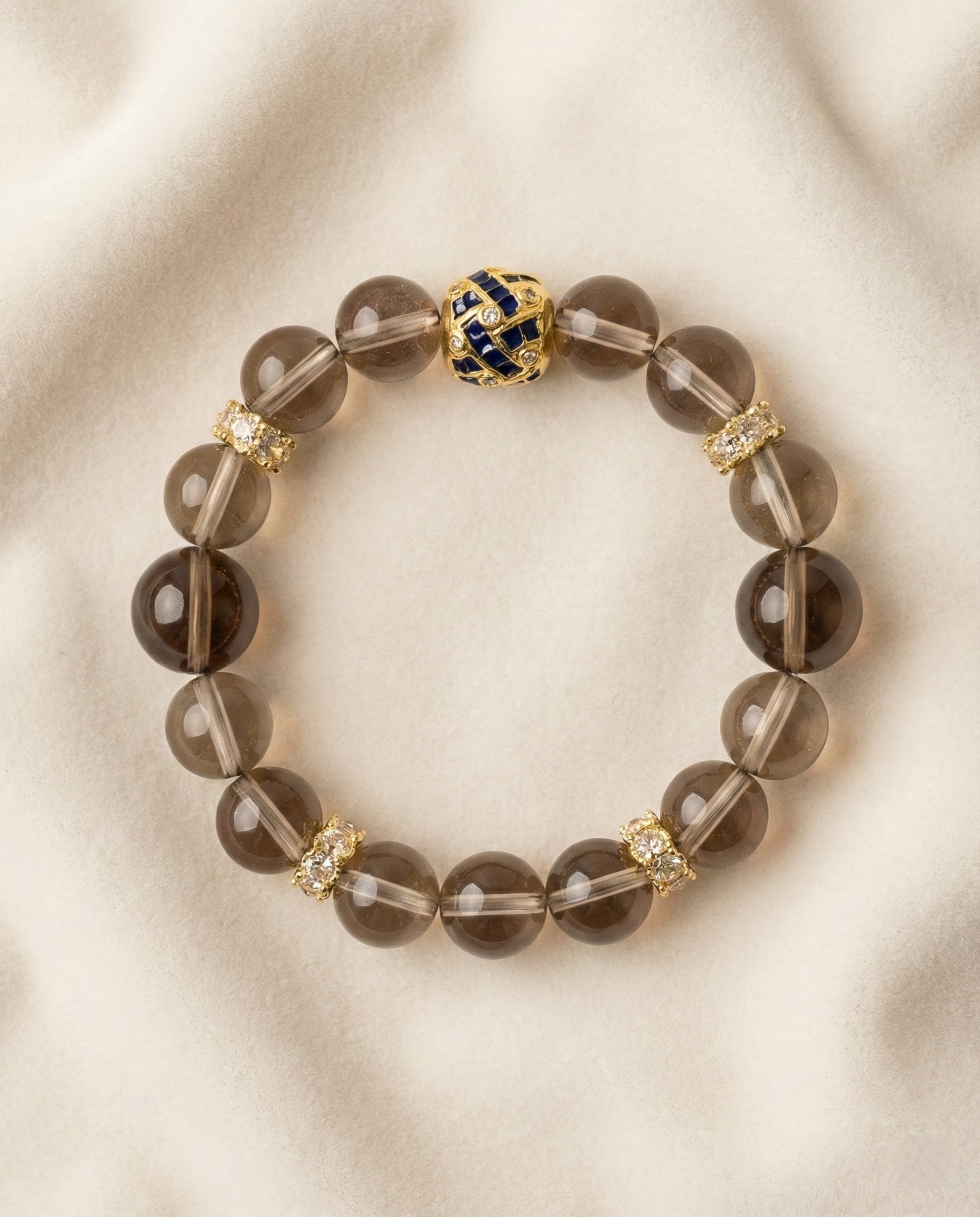 The Citadel Bracelet, photographed from above on a light velvet background.