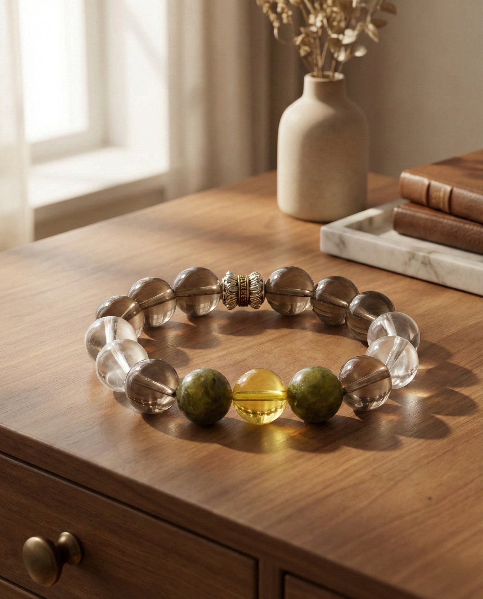 The Grounded Anchor Bracelet styled in a calm interior setting — Balance & Protection Series