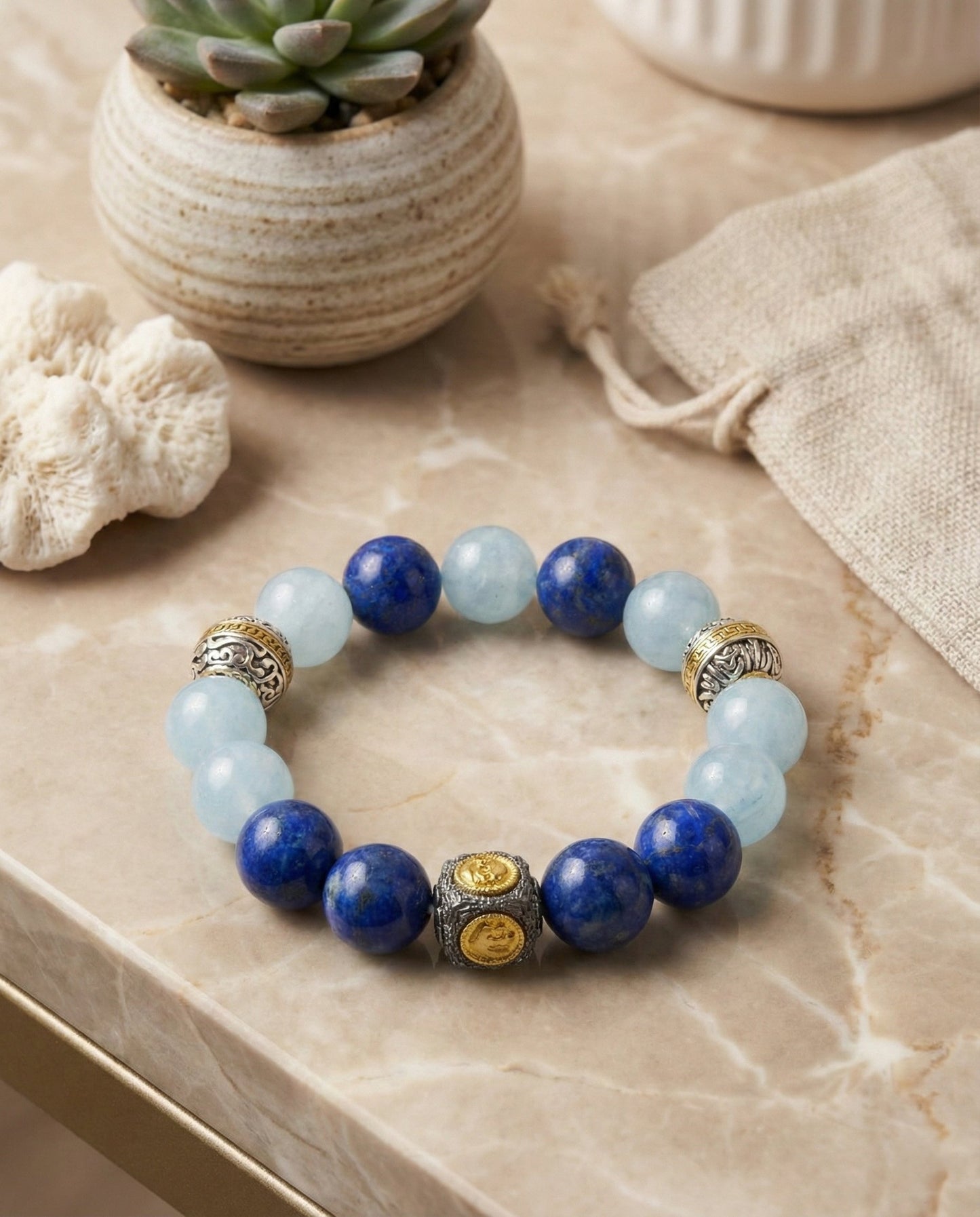 The Meridian Anchor Bracelet styled in a calm interior setting — Balance & Protection Series