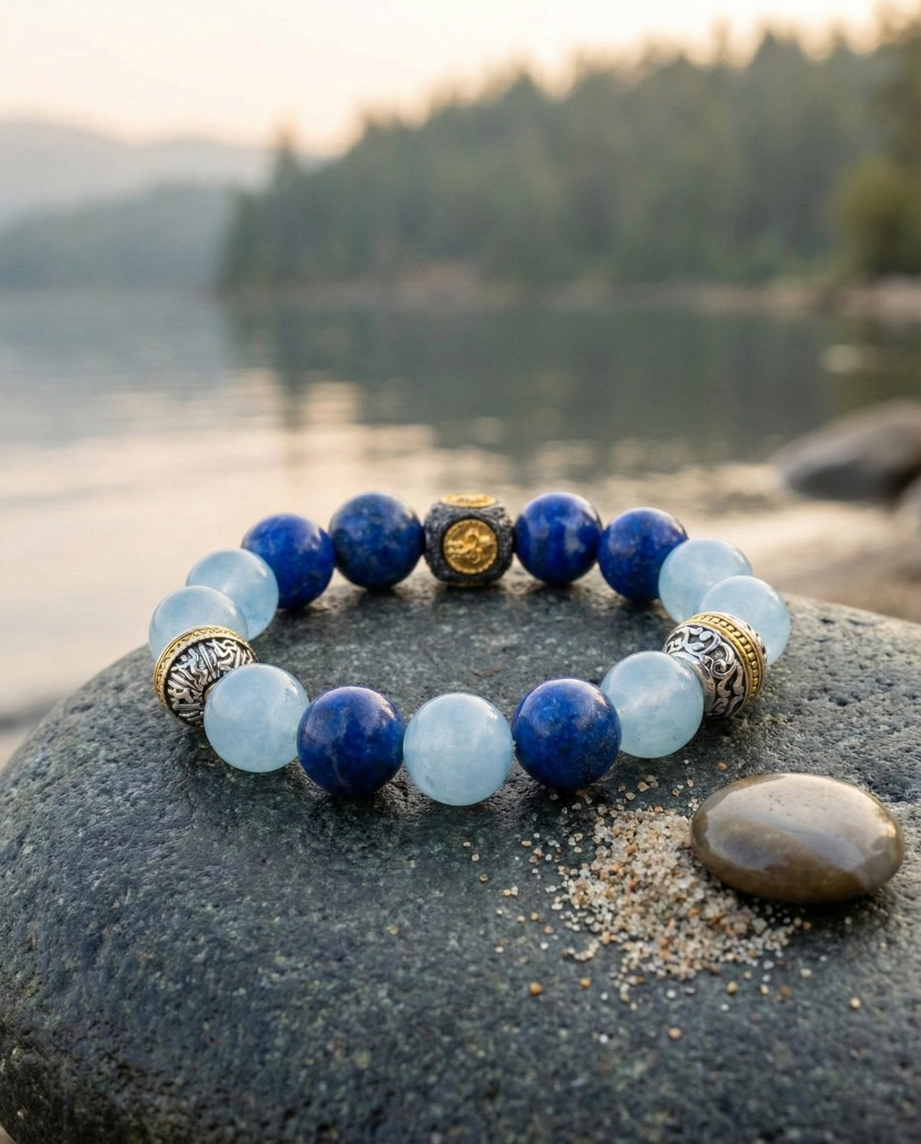 The Meridian Anchor Bracelet styled in a natural light environment — Balance & Protection Series