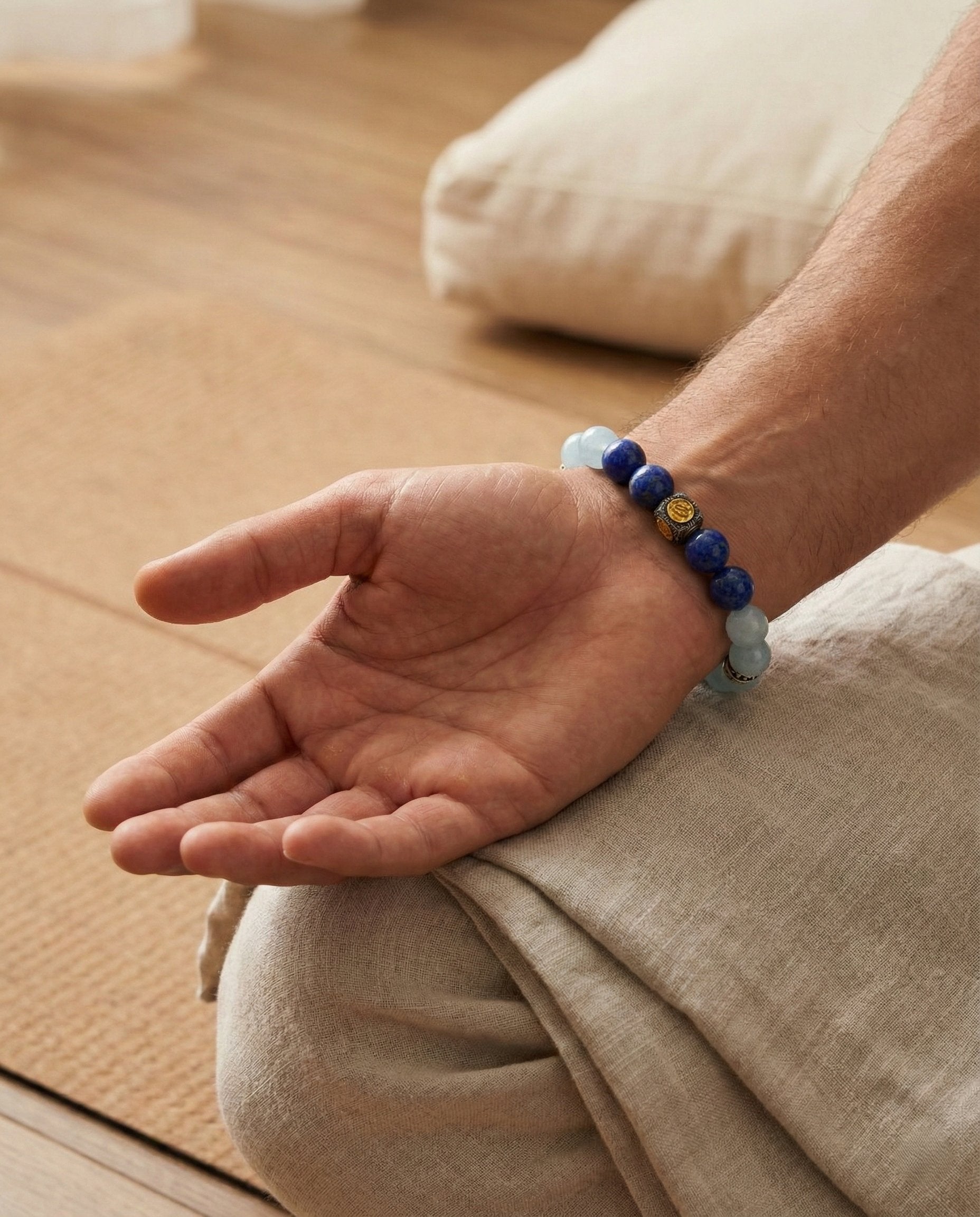 The Meridian Anchor Bracelet worn naturally on the wrist in a relaxed setting