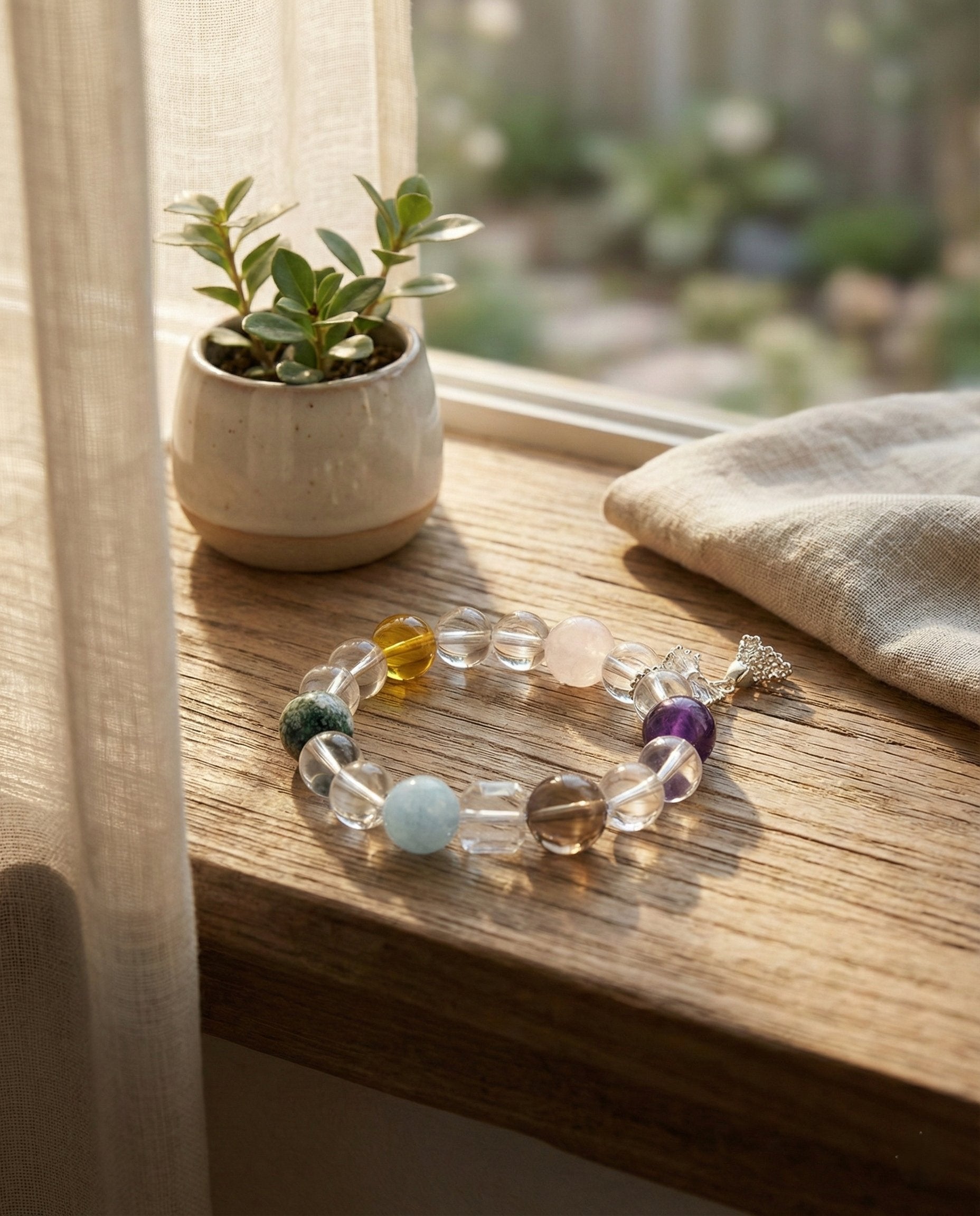 The Prism Harmony Bracelet styled in a natural light environment