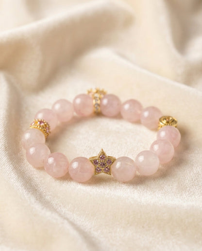 The Rose Flora Bracelet, shown at a gentle angle on a light velvet surface.